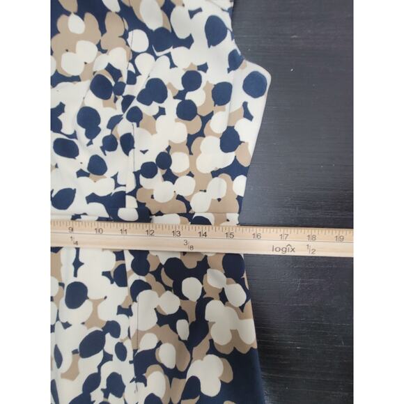 Womens Emma & Michele Dress Size 6 Blue and Tan Dotted Cap Sleeve Pencil - Picture 13 of 15